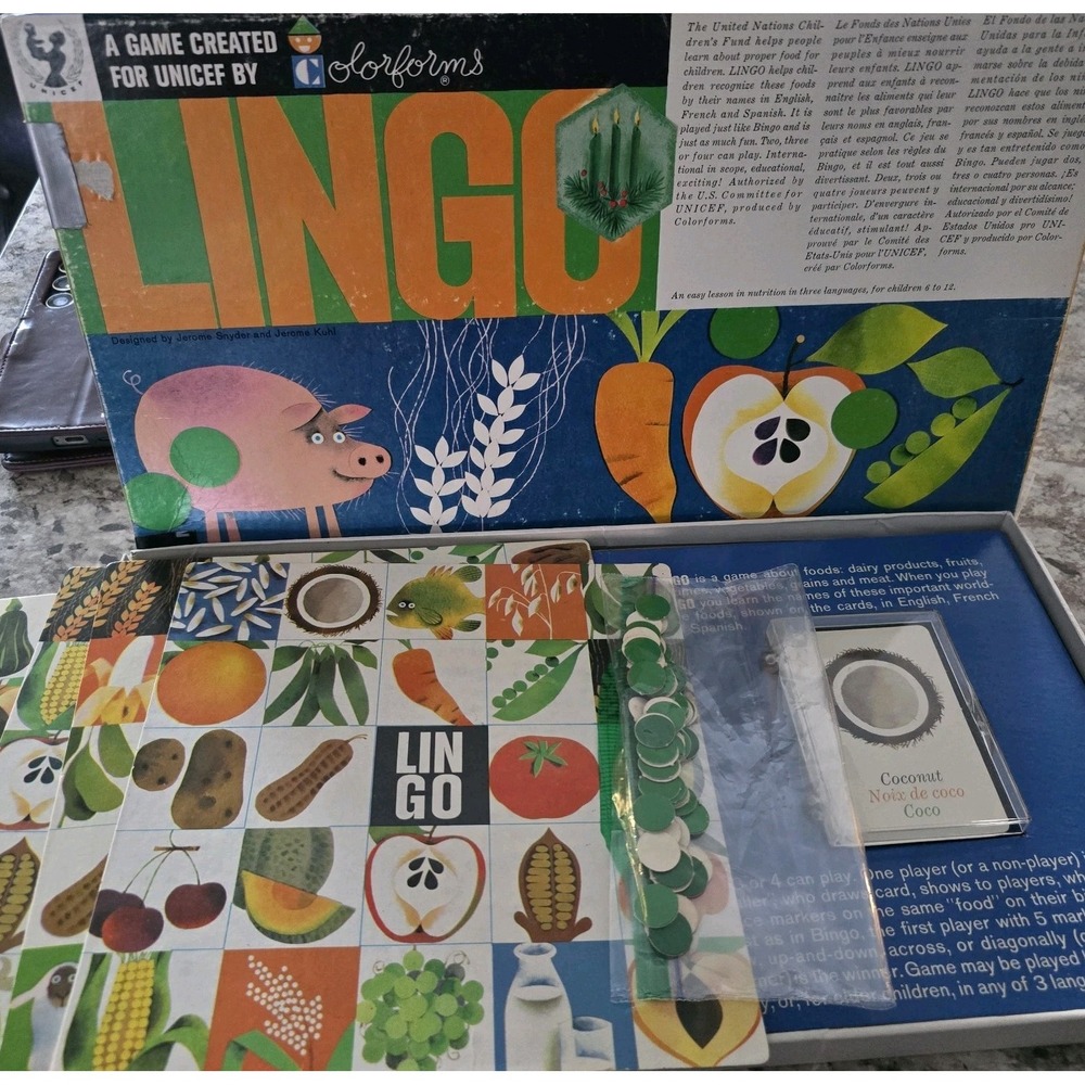 Vintage LINGO Game‎ By Colorforms #6003 Unicef Children's Language Learning Game